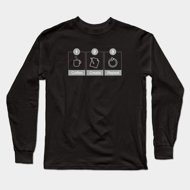 Coffee. Create. Repeat. Long Sleeve T-Shirt by Cre8tiveTees